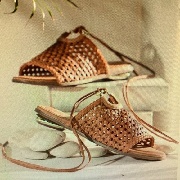 Antelope Ciara Ankle Wrapped Brown Leather Sandals - Picture 1 of 10